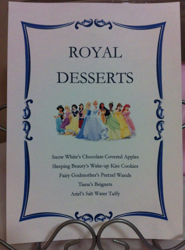 Royal Desserts menu